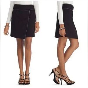 WHITE HOUSE BLACK MARKET Black Asymmetrical Faux Wrap Skirt - Size 2